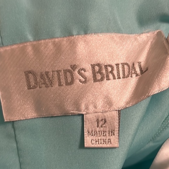 DAVID’S BRIDAL, Strapless, Mini Style Dress, Light Turquoise, Size 12 - Picture 5 of 8